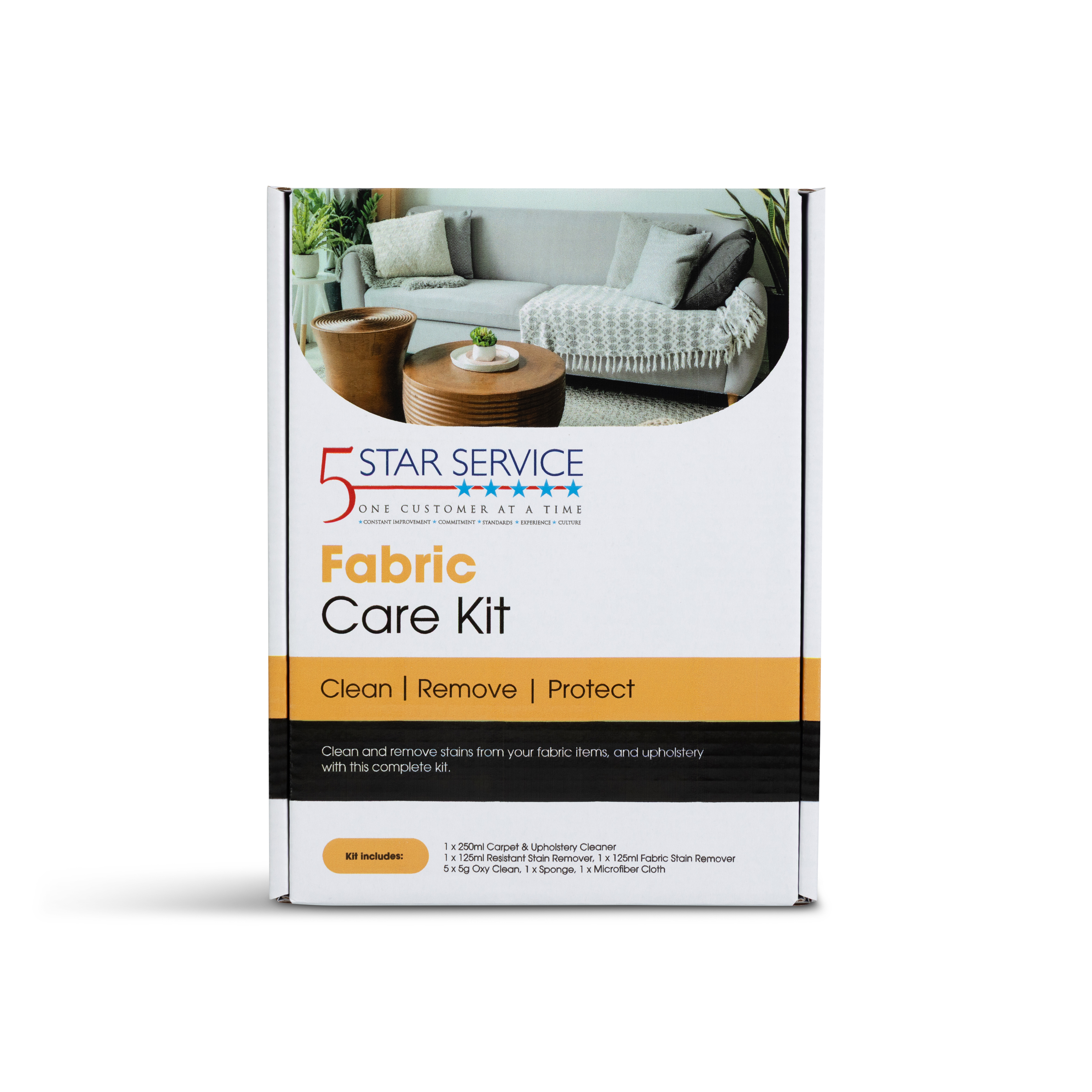 Fabric & upholstery care kit — stain remover, protectant spray, and brush applicator