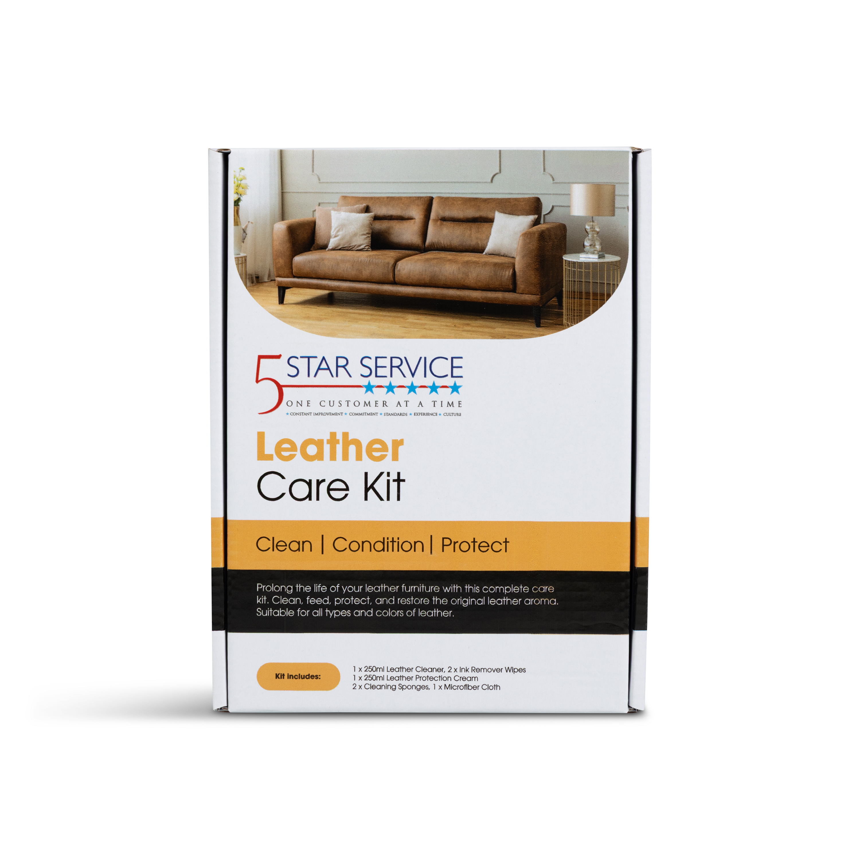 Leather care kit — cleaner, conditioner, and applicator pads